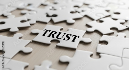 Puzzle pieces with the word trust in the center