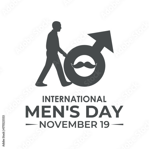 International Men’s Day, observed on November 19, honors men’s contributions, promotes health, gender equality, well-being and respect for a better world. For banner, social media, poster design. eps