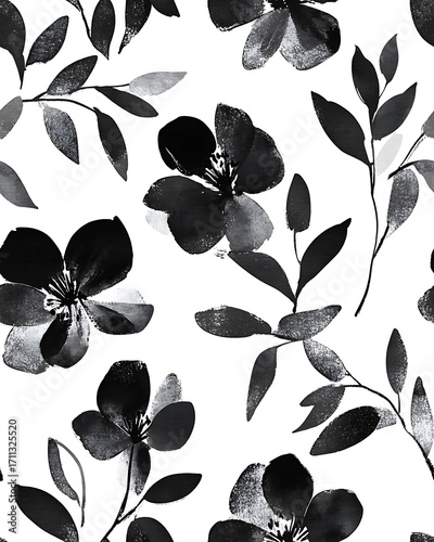 Floral or leaf pattern background suitable for wallpaper, fabric, or decorative design. Soft colors and natural style, ideal for digital and print use.