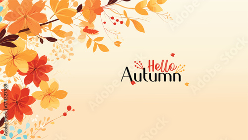 Hello Autumn Greeting Card – Floral Seasonal Design