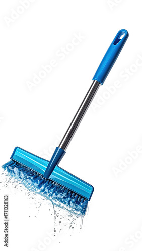 Blue cleaning mop with water spray
