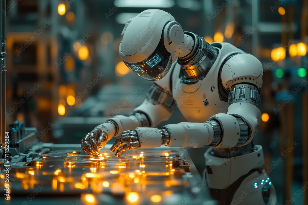 Fototapeta premium Robot welding metal.