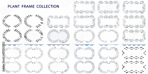 Collection of decorative plant inspired frames and borders in various shapes and styles