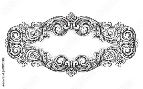 baroque element border frame badge engraving