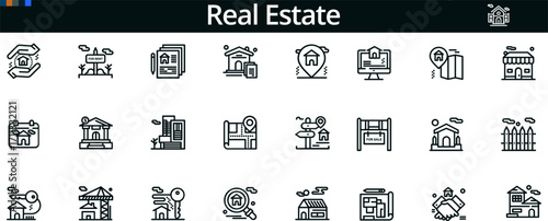 Real Estate Icon Set for Property Listings, Housing Finance, and Realtor UI Design