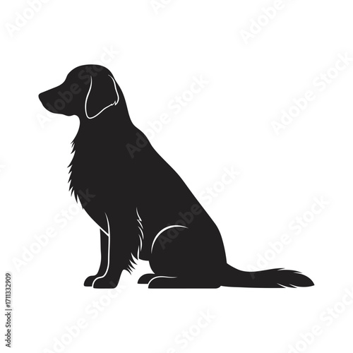 Golden Retriever Silhouette Vector Calm Sitting Minimal Flat Design