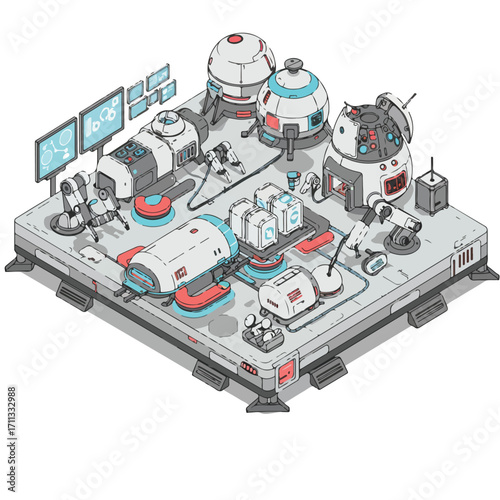 Driving Innovation: Advanced Industrial Automation Vector Illustration for Modern Manufacturing and R&D