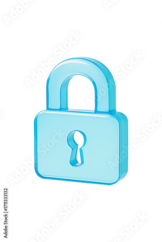 blue padlock icon,
Translucent Glass-Like Padlock Icon  Minimalist 3D Render