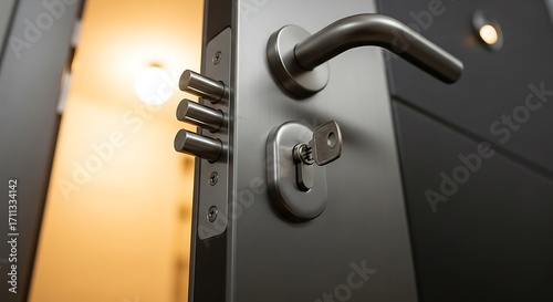 Security Door Lock Close Up.