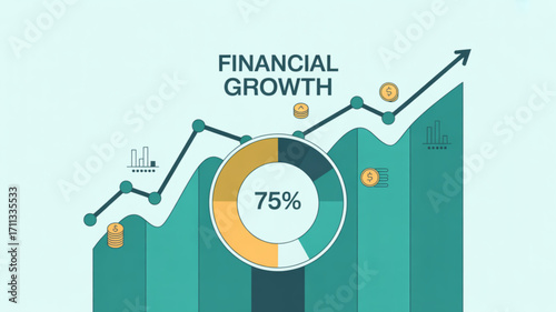 Financial growth chart showing business success and investment strategy with positive market trend analysis
