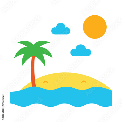 Sun Drenched Beach White Background