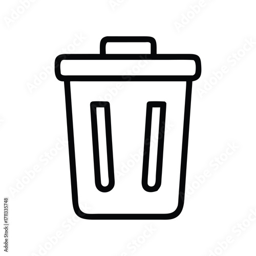 Black and White Outline Trash Can Icon Design Garbage Bin