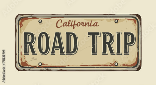 old vintage road trip vehicle plate number 