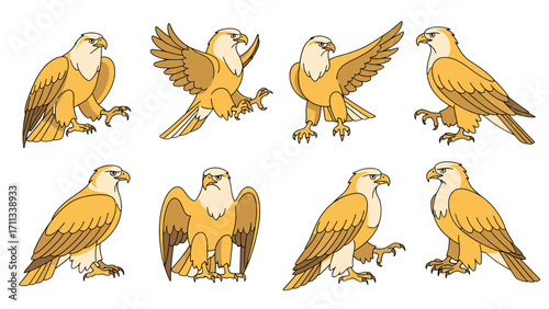 Majestic Eagles Posing Fiercely Symbolizing Power Freedom and Wild Nature Isolated on Transparent Background