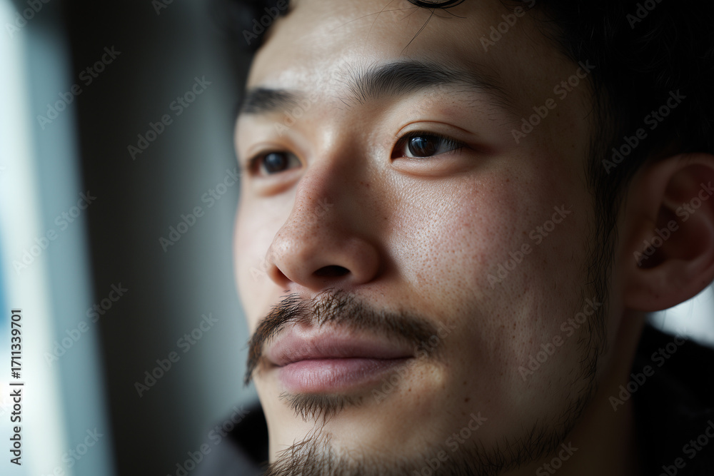 Obraz premium 髭を生やした日本人の男性