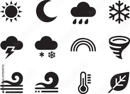 Weather forecast icons for various conditions and temperatures shown