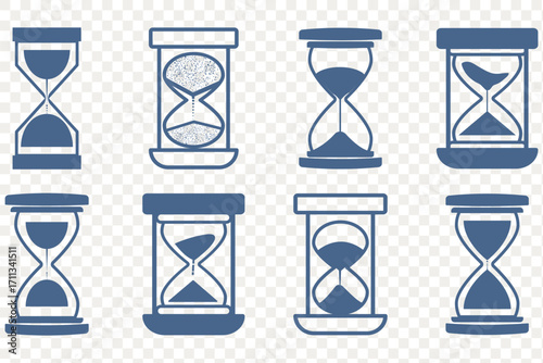 Sand watch icon set. Hourglass symbol. Waiting time concept. Vector illustration. Hourglass icon set representing time management and countdown concept. eps 10