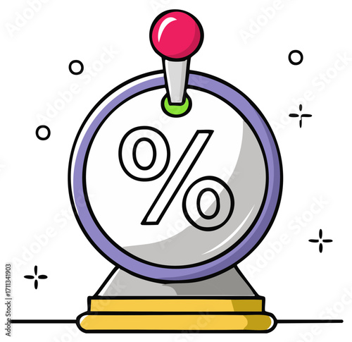 Slot Machine With Percentage Sign Icon, Discount and Sale Concept, Promotion and Gambling Illustration