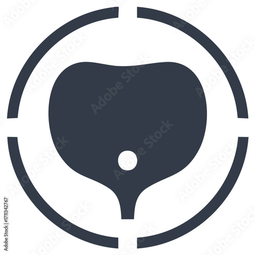 Stylized bladder organ design within a targeting symbol, illustration for medical concepts
