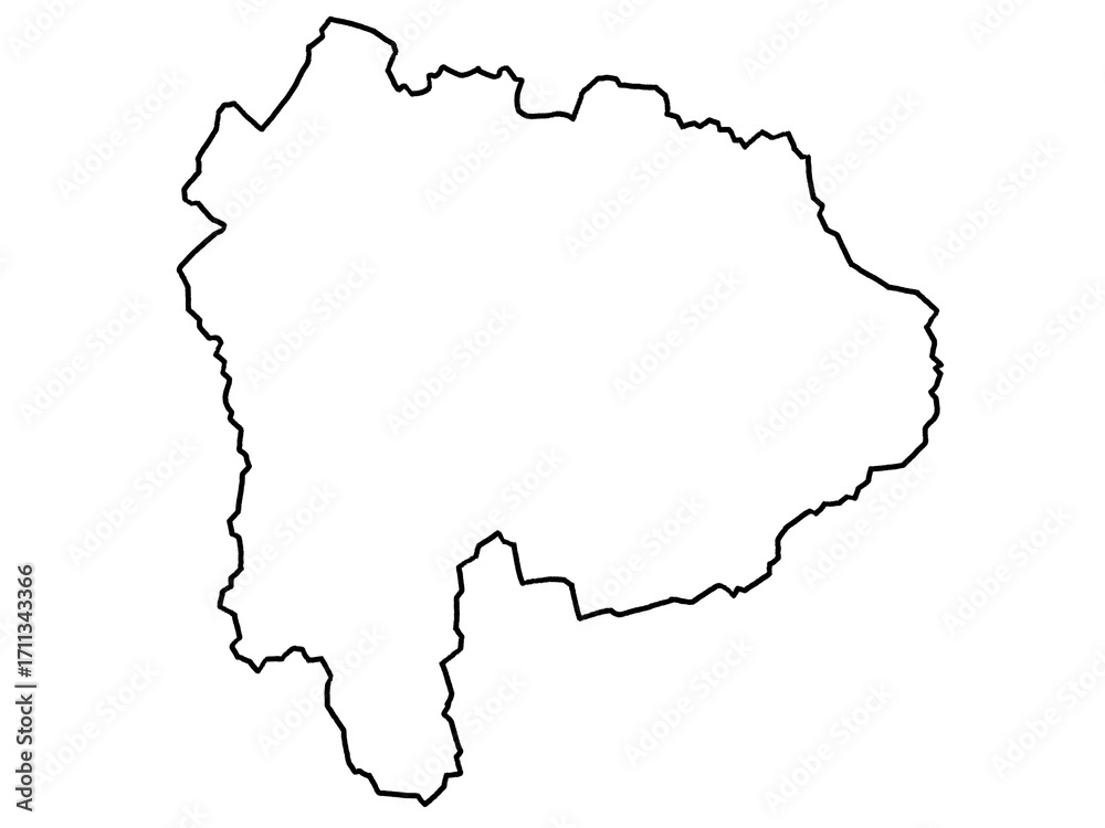 Obraz premium 山梨県の地図（白地図）