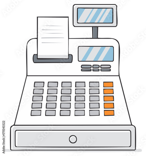 Cartoon illustration of a cash register