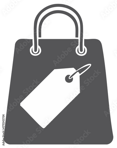 Shopping bag with tag icon design commerce retail consumerism shopping symbol flat vector illustration