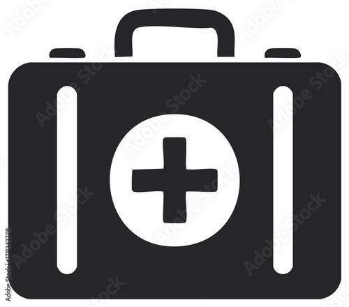 First aid kit icon with medical cross symbol simple vector graphic