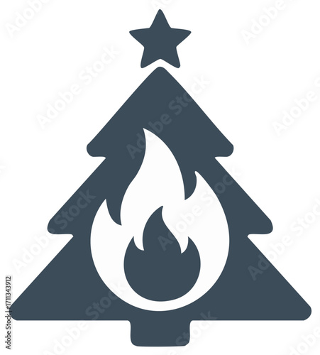 Christmas Tree Fire Hazard Danger Symbol Festive Hazard Warning