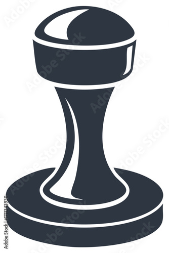Stylized dark gray coffee tamper icon with smooth curved lines