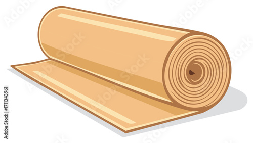 Vector illustration of a roll of linoleum flooring unrolling for home improvement and renovation