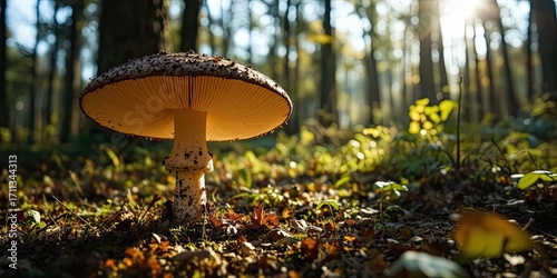 Boletus Edulis Mushroom in Sunlight, Forest Find