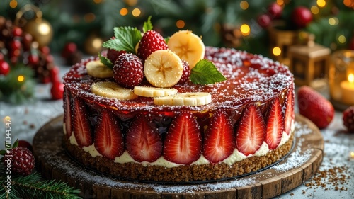 Christmas Holiday Raw Cheesecake with Freeze-Dried Fruit