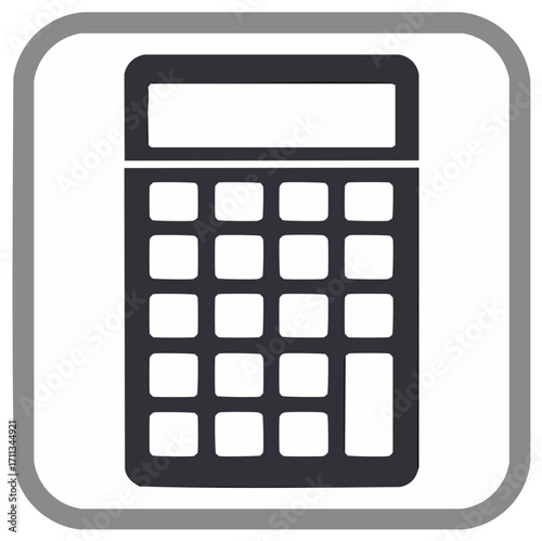 Simplified Calculator Icon, Digital Device Symbol for Math, Calculations
