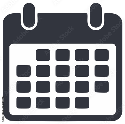 Dark Gray Calendar Icon with Marked Days for Planning Events and Schedules