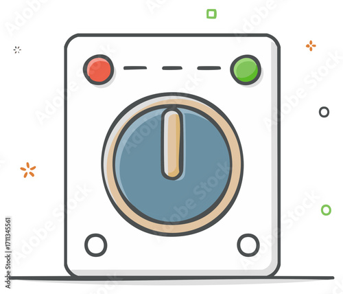 Minimalist power control panel with rotary switch dial and indicator lights
