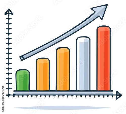 Graph Showing Increasing Financial Progress, Vector Illustration