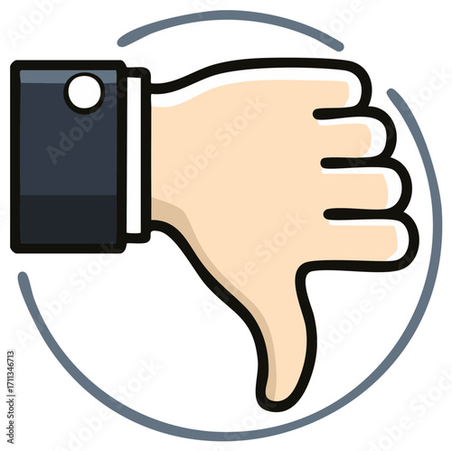 Business Hand with Thumbs Down Gesture in a Circle
