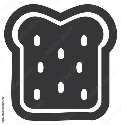 A Slice of Bread Icon Illustration, Simple Food Illustration, Vector Bread Slice, Food Item Drawing