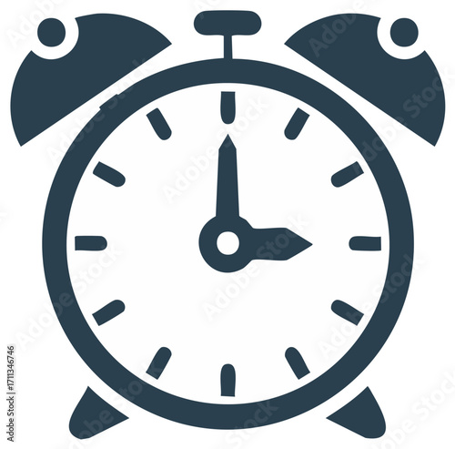 Minimalist alarm clock icon representing time wake up schedule and urgency