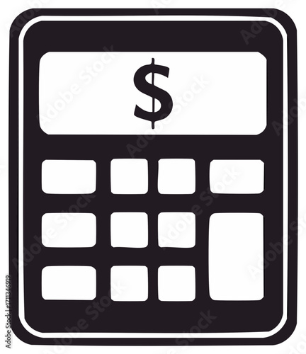 Calculator display with dollar sign and keyboard icon