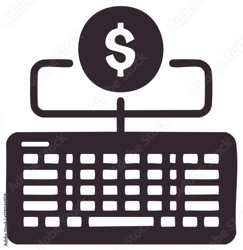 Keyboard with Currency Connection for Financial Online Earnings Concept