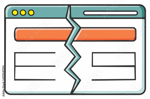 Broken digital screen interface representing website failure or error