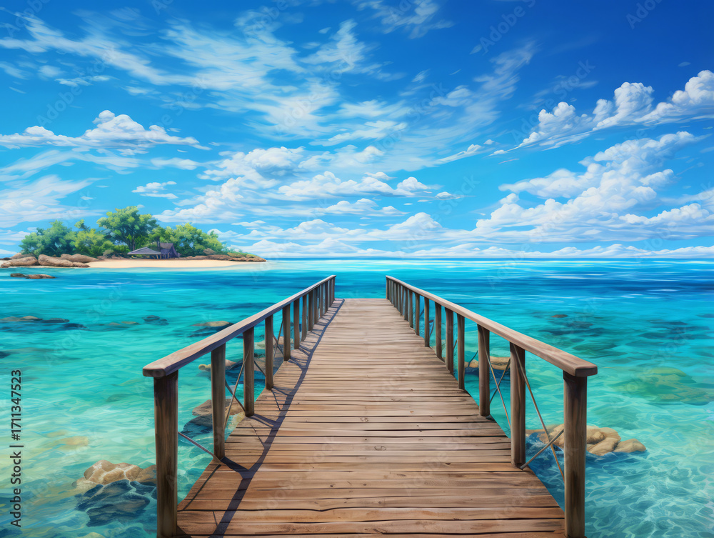 Fototapeta premium Superb Sky beautiful vacation ocean house