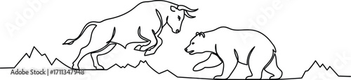 Dynamic bull and bear clash symbolizing market volatility and financial struggle