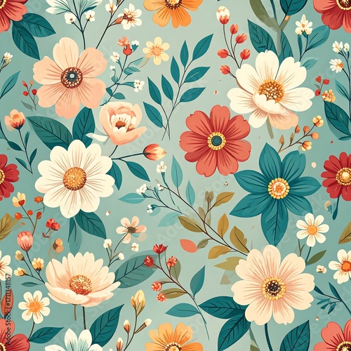 Wallpaper Mural Floral seamless pattern Torontodigital.ca