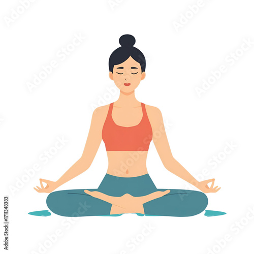 Woman in meditative pose, practicing yoga and mindfulness for inner peace and well-being
