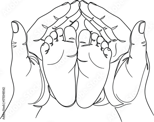 Gentle hands cradle tiny baby feet, symbolizing protection and new beginnings