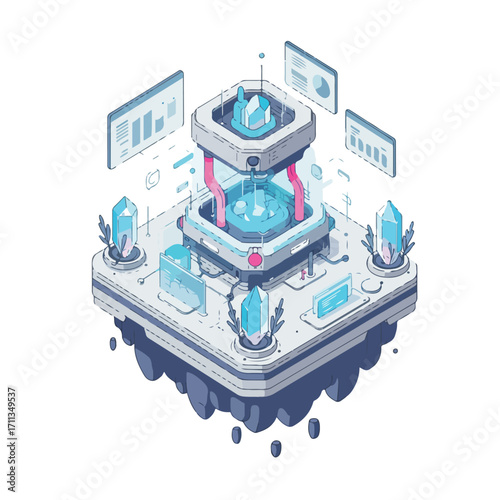 Optimizing Data Intelligence: Vector Illustration for AI, Blockchain, and Next-Gen Tech Solutions