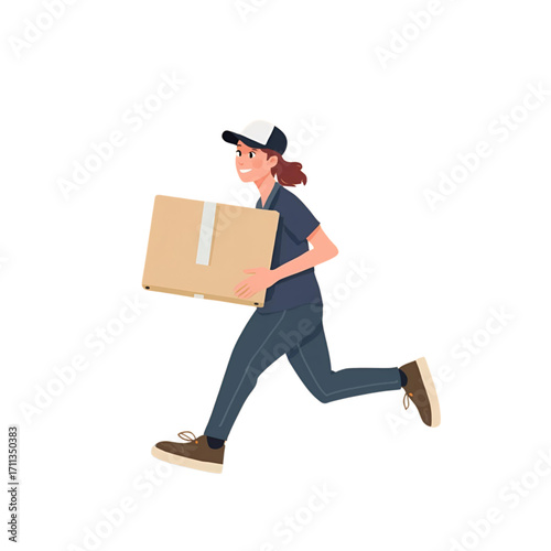 Running Delivery Person with a Package Fast and Efficient Shipping and Logistics