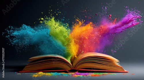 Colorful powder bursts from open book